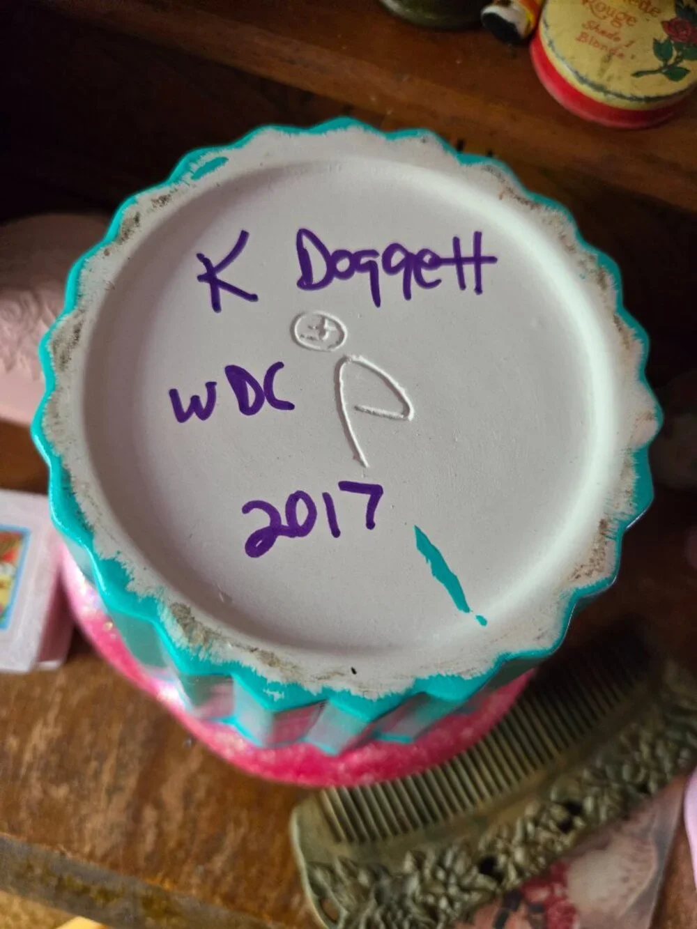 Handmade Cupcake Canister Pink & Blue Whimsy Decora Kidcore Colorful Gift